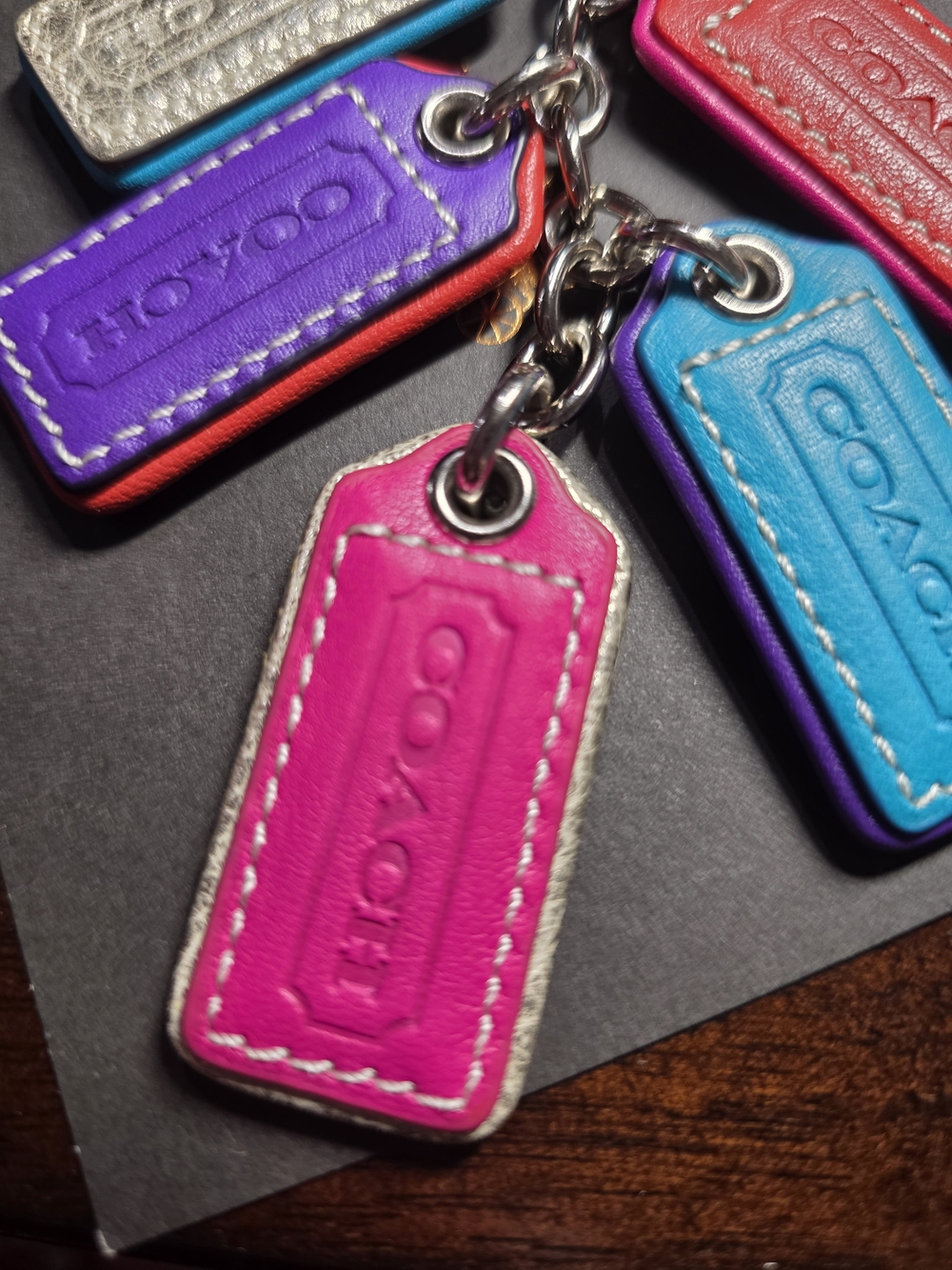 COACH Extremely RARE Multicolor Leather Tag Charm Keychain - Picture 2 of 11